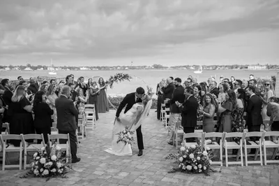 Wedding ceremony kiss at River House St. Augustine